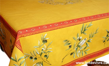 100% Cotton Orange Olivade Square Tablecloth 60" x 60"