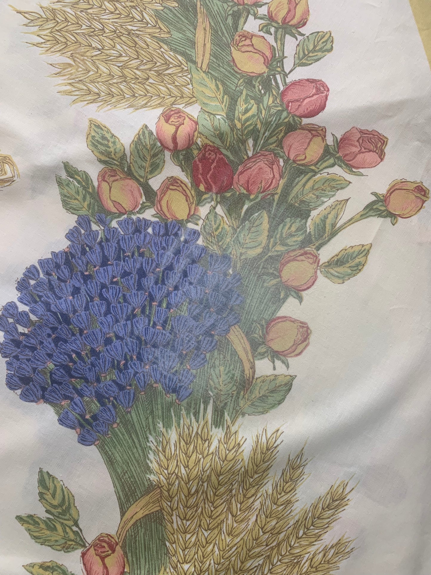 OILCLOTH-68" Coated Roses & Lavender Round Tablecloth 50% Off With a Light Stain