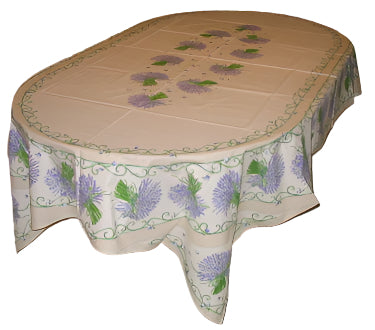Cotton Cream Lavender Rectangular Or Oval Shape Tablecloth