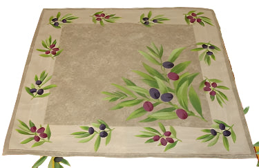 100% Cotton-68" Taupe Olive Provencal Round Tablecloth