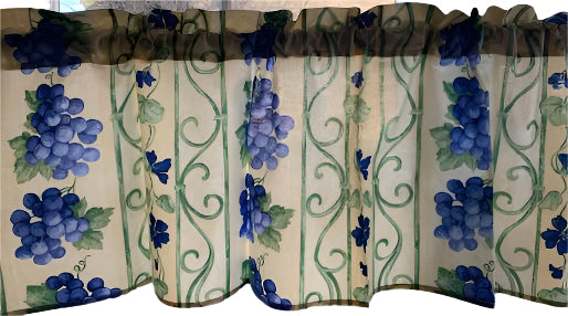 Unlined Valance Cream Grape Motif Fabric-50% off