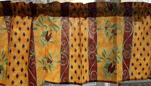Unlined Valance Orange Cigale Motif Fabric