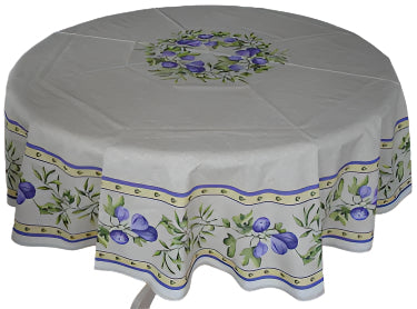 68" Cotton Red Fig & Olive Round Tablecloth