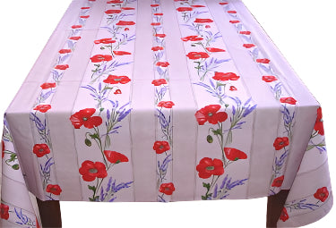 100% Cotton Beige Poppies Provencal Square/Rectangular Tablecloth