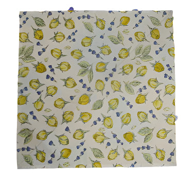 Cotton Yellow Rose & Lavender Oval & Rectoval Tablecloth