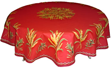 68" Cotton Red Cassis Round Tablecloth