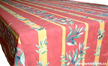 100% Cotton Brick Red Olive Provencal Square/Rectangular Tablecloth