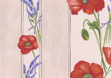 Fabric Sample in Beige Poppies $0.79 each
