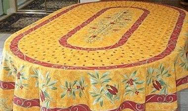Cotton Orange Cigale Oval Tablecloth 40% Off