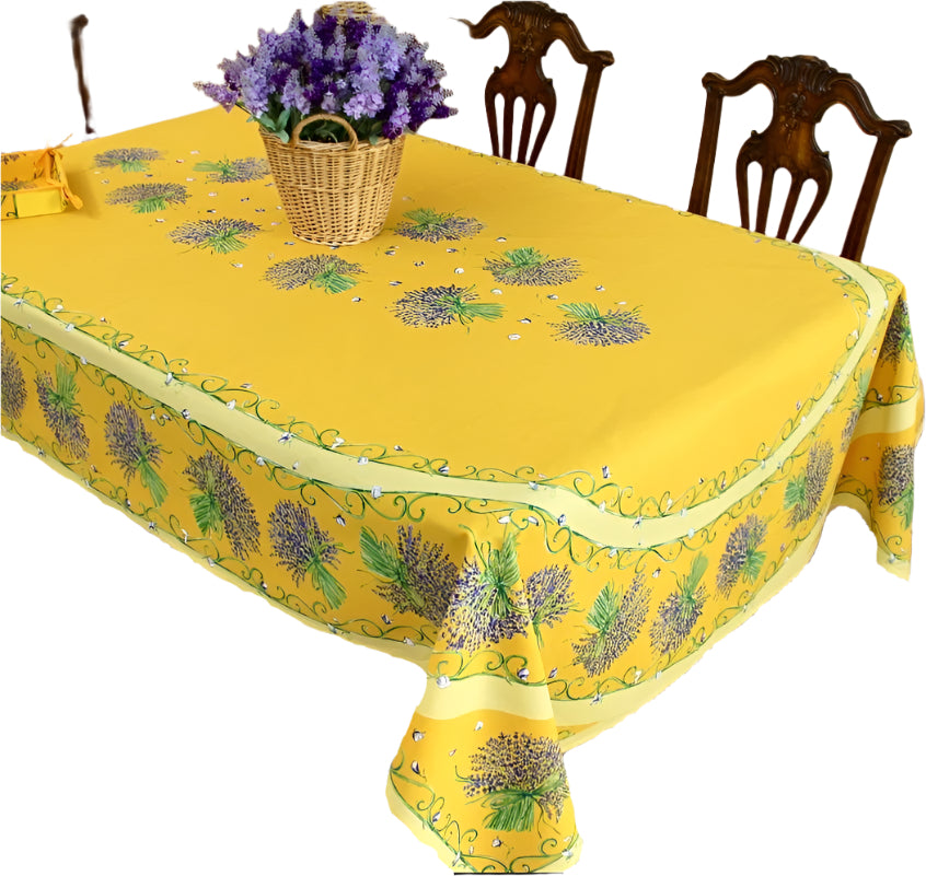 Cotton Yellow Lavender Oval & Rectoval Tablecloth – www.lartdevivre.ca