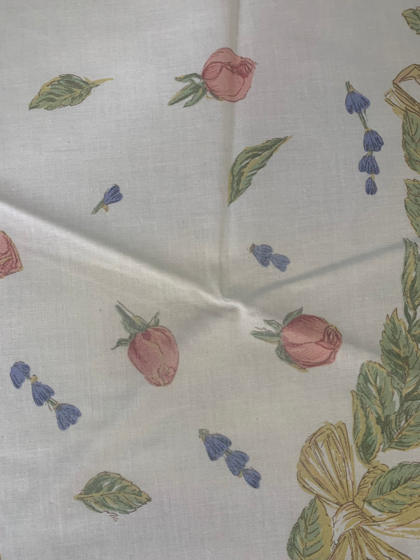 OILCLOTH-68" Coated Roses & Lavender Round Tablecloth 50% Off With a Light Stain