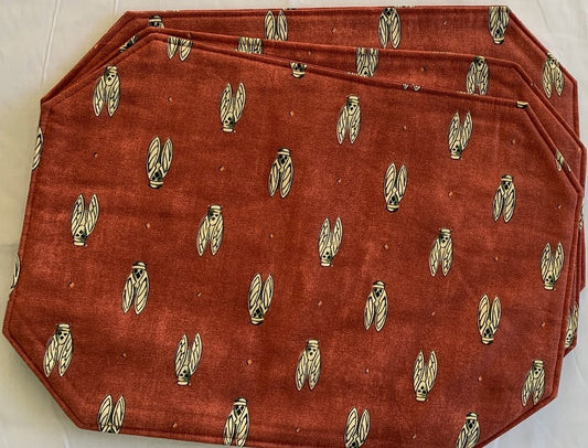 Set of 3 Red Cigale All-Over Placemats - 50% off