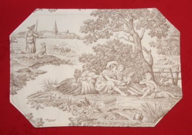 Set of 4 Taupe Toile de Jouy Placemat 40% off