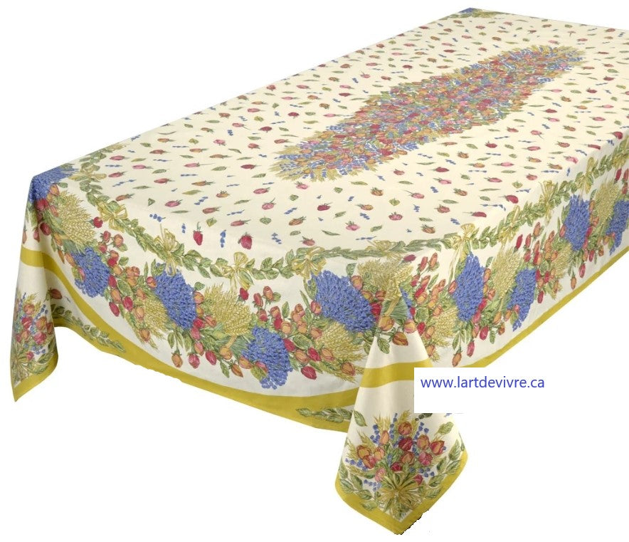 100% Cotton-Rose & Lavender Oval & Rectoval Tablecloth – www.lartdevivre.ca