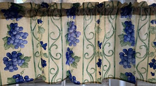 Unlined Valance Cream Grape Motif Fabric-50% off