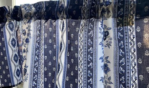 Unlined Valance Blue Provencal Motif Fabric-50% off