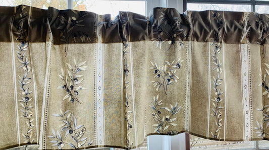 Lined Valance Taupe Cigale Motif Fabric-50% off