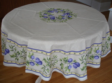 68" Cotton Red Fig & Olive Round Tablecloth