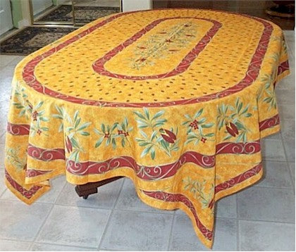 Cotton Orange Cigale Oval & Rectoval Tablecloth