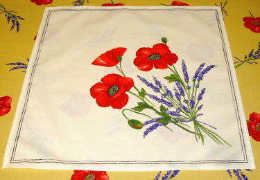 100% Cotton White Poppies Square/Rectangular Tablecloth