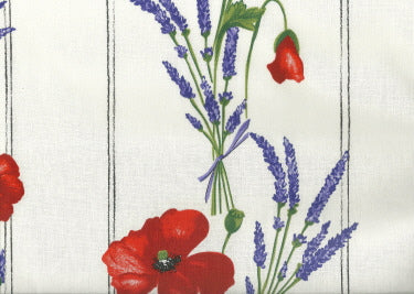 Fabric Sample in White Poppies $0.79 each