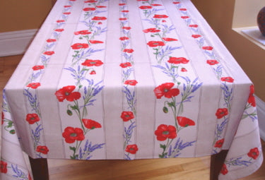 100% Cotton Beige Poppies Provencal Square/Rectangular Tablecloth