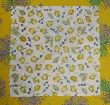 Cotton Yellow Rose & Lavender All-Over Provencal Square/Rectangular Tablecloth