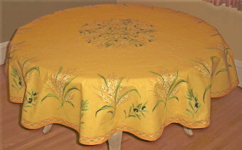 68" Cotton Yellow Cassis Round Tablecloth