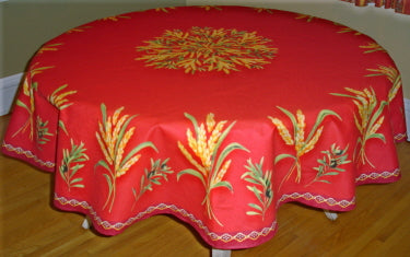 68" Cotton Red Cassis Round Tablecloth