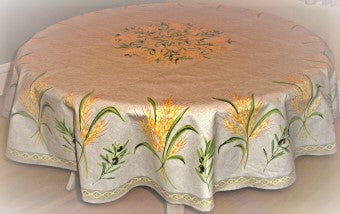 68" Cotton Cream Cassis Round Tablecloth