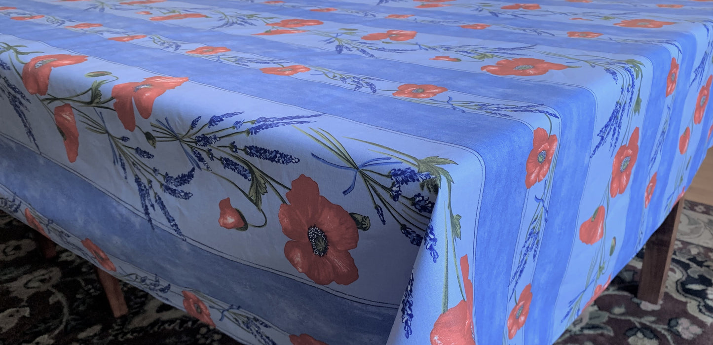Coated Blue Poppies Square Tablecloth 60" x 60" - 25% Off With a Slight Flaw