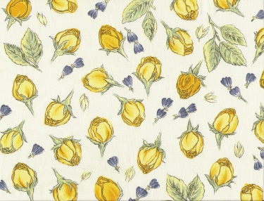 100% Cotton Fabric By Metre Yellow Roses & Lavender All-Over Motif Fabric $25.90/Metre