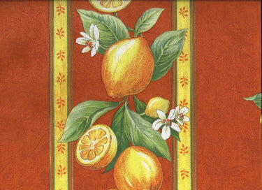 100% Cotton Fabric By Metre Orange Lemon Motif Fabric $25.90/Metre