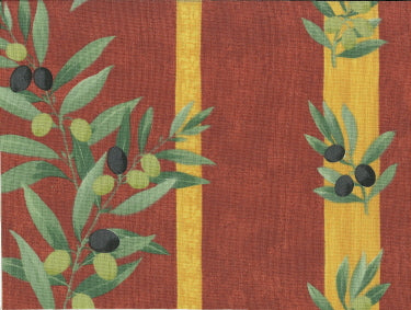 100% Cotton Fabric By Metre Brick Red Olive Provencal Motif Fabric $25.90/Metre