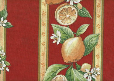 Red Lemon Blossom Motif Fabric
