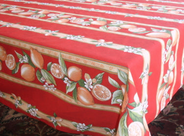 100% Cotton Red Lemon Square/Rectangular Tablecloth