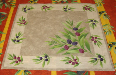 Cotton Taupe Olive Provencal Oval & Rectoval Tablecloth