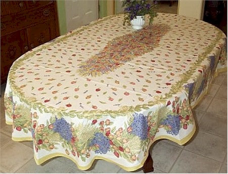 100% Cotton-Rose & Lavender Oval & Rectoval Tablecloth