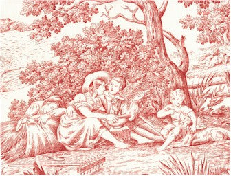 Fabric Sample in Red Toile De Jouy $0.79 each