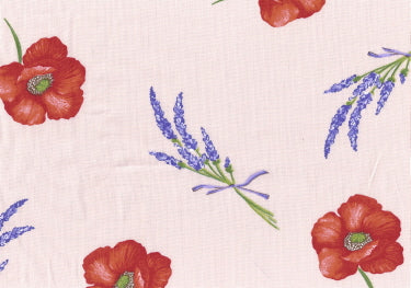 100% Cotton Fabric By Metre Beige Poppies All Over Motif Fabric $25.90/Metre